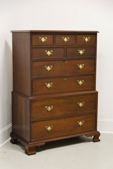 CRAFTIQUE Solid Mahogany Chippendale Style Chest on Chest with Ogee Feet