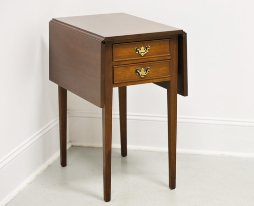 CRAFTIQUE Solid Mahogany Chippendale Two Drawer Drop-Leaf End Side Table  CRAFTIQUE Solid Mahogany Chippendale Two Drawer Drop-Leaf End Side Table
