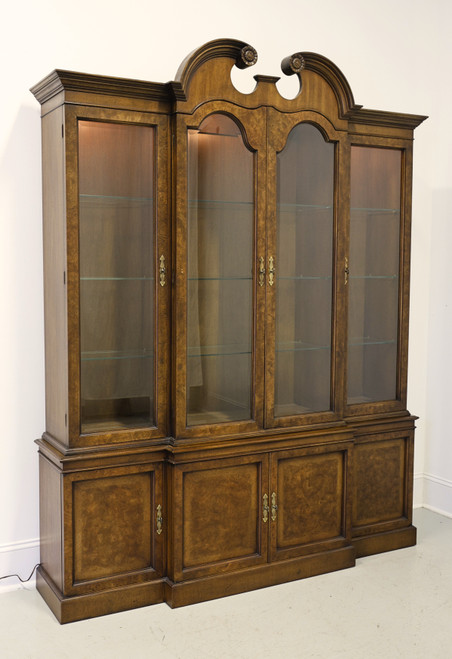 MOUNT AIRY FURNITURE Burl Walnut Traditional Breakfront China Display Cabinet MOUNT AIRY FURNITURE Burl Walnut Traditional Breakfront China Display Cabinet