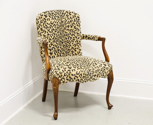 Late 20th Century French Provincial Walnut Cheetah Print Armchair