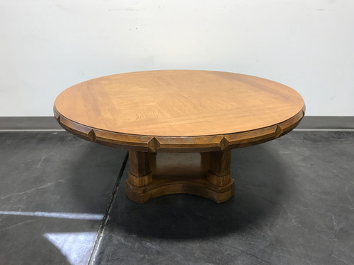 SOLD - THOMASVILLE Vintage Mid Century Pecan Neo-Classical Round Coffee Cocktail Table