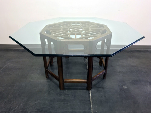 SOLD OUT - THOMASVILLE Mystique Asian Chinoiserie Octagonal Glass Top Dining Table