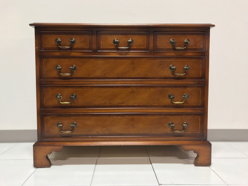 SOLD OUT - Vintage Georgian Yew Wood Inlaid 3-over-3 Bachelor Chest
