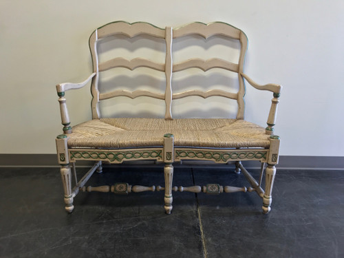 SOLD OUT - Vintage French Country Style Settee with Rush Seat