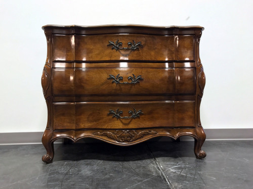 SOLD OUT - WHITE OF MEBANE French Provincial Louis XV Style Walnut Bombe Bachelor Chest