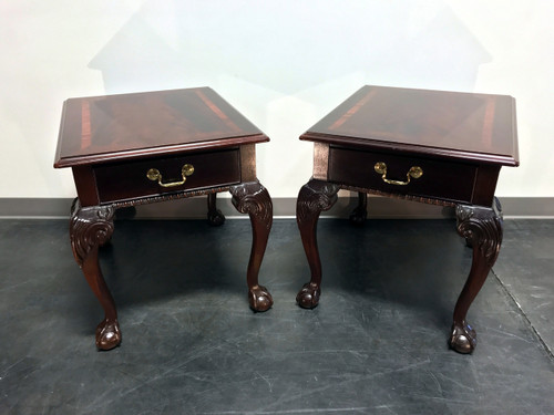 SOLD OUT - THOMASVILLE Mahogany Collection Chippendale End Side Tables Ball in Claw Feet - Pair