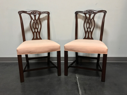 SOLD OUT - FANCHER Solid Mahogany Chippendale Straight Leg Dining Side Chairs - Pair A