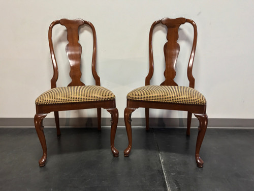 SOLD - FANCHER Solid Cherry Queen Anne Dining Side Chairs - Pair B