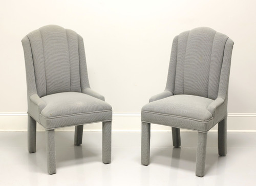 SOLD - High-End Grey Channel Back Parsons Chairs - Pair A