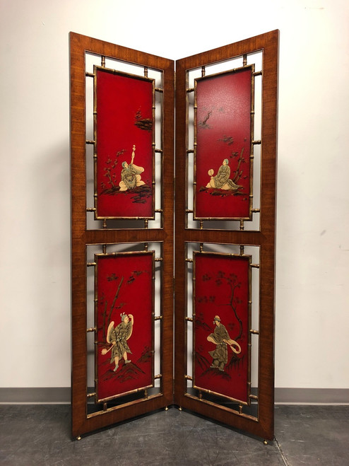 SOLD - THEODORE ALEXANDER Walnut Argentinian Faux Bamboo Chinoiserie Room Divider Screen