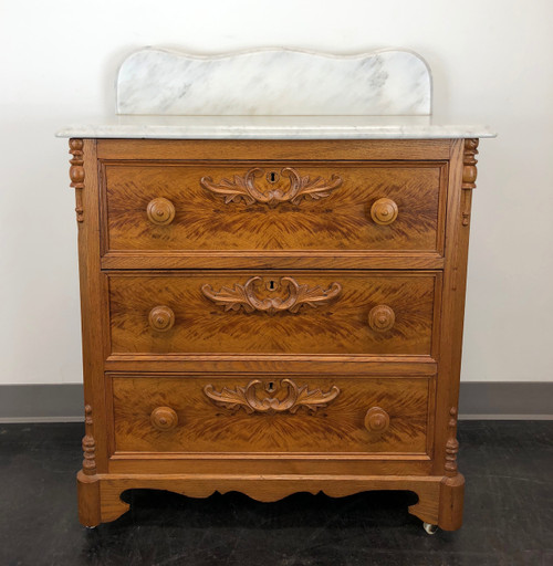 SOLD OUT - Antique Victorian Walnut & Oak Marble Top Commode / Washstand