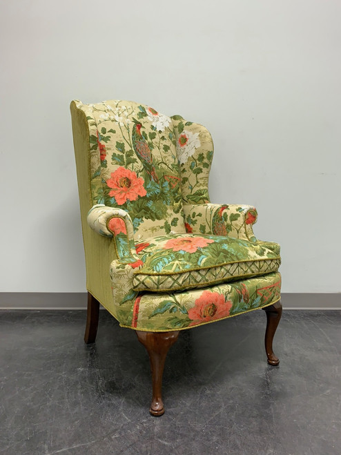 SOLD OUT - HENREDON Avian & Foliate Themed Queen Anne Wing Back Chair