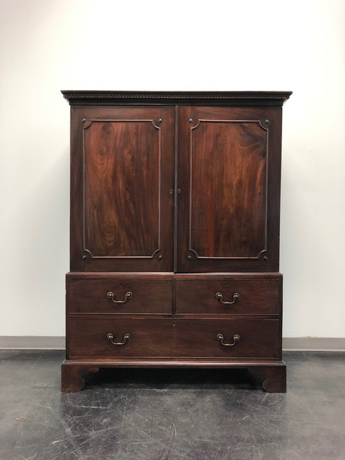 SOLD OUT - Antique Late 18th / Early 19th Century Walnut & Mahogany Chippendale Armoire / Linen Press
