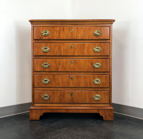 SOLD - DREXEL HERITAGE Yorkshire Georgian Style Yew Wood Narrow Bachelor Chest