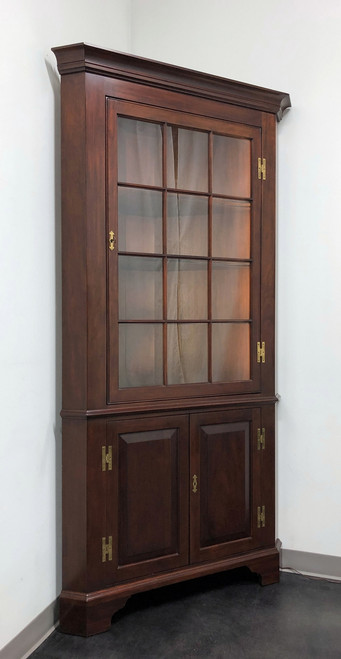 SOLD - HENKEL HARRIS 1114HL 29 Solid Mahogany Twelve-Pane Lighted Fairfax Corner Cabinet