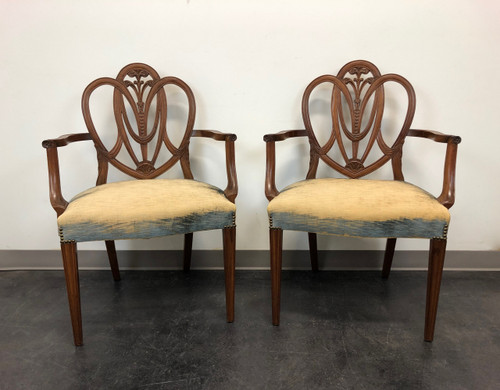 SOLD - Mahogany Hepplewhite Prince of Wales Dining Arm Chairs - Pair