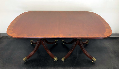 SOLD - COUNCILL CRAFTSMEN Banded Mahogany Double Pedestal Dining Table