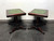 SOLD OUT - Vintage Mahogany w/ Green Leather Tops Trestle Base Lamp Tables