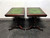 SOLD OUT - Vintage Mahogany w/ Green Leather Tops Trestle Base Lamp Tables