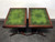 SOLD OUT - Vintage Mahogany w/ Green Leather Tops Trestle Base Lamp Tables