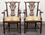 SOLD - Solid Mahogany Chippendale Straight Leg Dining Captain's Armchairs - Pair