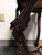 SOLD - Small Figural Goose Carved Walnut Console Table with Marble Top
