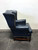 SOLD OUT - HANCOCK & MOORE Navy Blue Leather Chippendale Wing Back Chair with Nailhead Trim