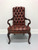 SOLD - HICKORY CHAIR Tufted Leather Queen Anne Style Armchair