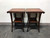 SOLD OUT - Carved Mahogany Two-Tier End Side Tables with Rolled Edge Leather Tops