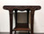 SOLD OUT - Carved Mahogany Two-Tier End Side Tables with Rolled Edge Leather Tops