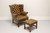 SOLD - Vintage Tufted Leather Wing Back Chair & Ottoman