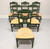 SOLD - DREXEL HERITAGE Cottage Style Dining Chairs Green with Rush Seats - Set of 6