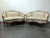 SOLD OUT - Vintage French Style Carved Wooden Frame Upholstered Settees - Pair