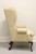 SOLD - Vintage Queen Anne High Wing Back Chair with Neutral Fabric