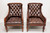 SOLD - Hooker Seven Seas Transitional Style Mahogany & Tufted Leather Club Chairs - Pair