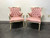 SOLD OUT - Carved Fireside Chairs with Pink Tufted Upholstery - Pair