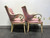 SOLD OUT - Carved Fireside Chairs with Pink Tufted Upholstery - Pair