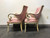 SOLD OUT - Carved Fireside Chairs with Pink Tufted Upholstery - Pair