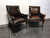 SOLD OUT - THEODORE ALEXANDER Leather Cat Lion Head Chairs w Paw Feet - Pair