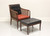 SOLD - W & J Sloane Faux Bamboo, Cane & Leather Mid 20th Century Lounge Chair w/ Ottoman