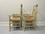 Vintage Italian Distressed Creamy Yellow Painted Rush Seat Armchairs - Pair