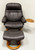 SOLD - EKORNES Stressless "Sunrise" Leather Reclining Swivel Chair and Ottoman