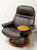 SOLD - EKORNES Stressless "Sunrise" Leather Reclining Swivel Chair and Ottoman