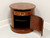 SOLD - HENKEL HARRIS 5442W 29 Inlaid Flame Mahogany Round Drum Table