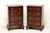 SOLD - CRAFTIQUE Solid Mahogany Chippendale Four-Drawer Nightstands Bedside Chests - Pair A