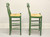 SOLD - Distressed Green Painted Barstools with Rush Seats - Pair