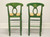 SOLD - Distressed Green Painted Barstools with Rush Seats - Pair