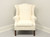 SOLD  - Vintage Mahogany Frame Chippendale Style Wing Back Chair in Neutral Fabric