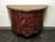 SOLD OUT - Red Painted Demilune Commode Chest with Foliate and Avian Themes