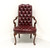 SOLD - HANCOCK & MOORE Queen Anne Style Tufted Burgundy Leather Armchair w/ Nailhead Trim